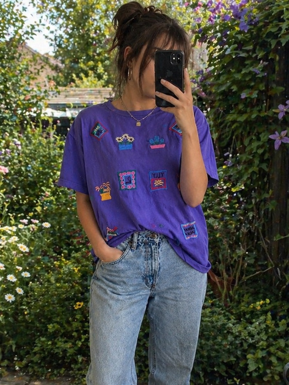 Vintage garden Embroidered Graphic Tee Floral Artsy Cottagecore Shirt coquette